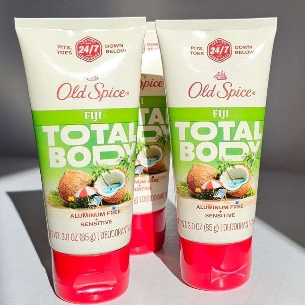Old Spice Total Body Deodorant Fiji Aluminum Free 3 Ounce Sensitive Men 3 Pack